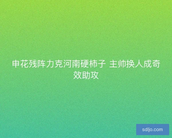 申花残阵力克河南硬柿子 主帅换人成奇效助攻