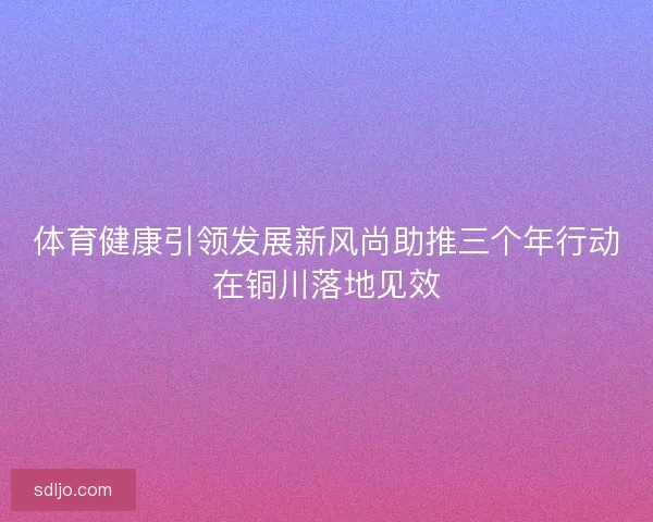 体育健康引领发展新风尚助推三个年行动在铜川落地见效 体育健康引领发展新风尚助推三个年行动在铜川落地见效